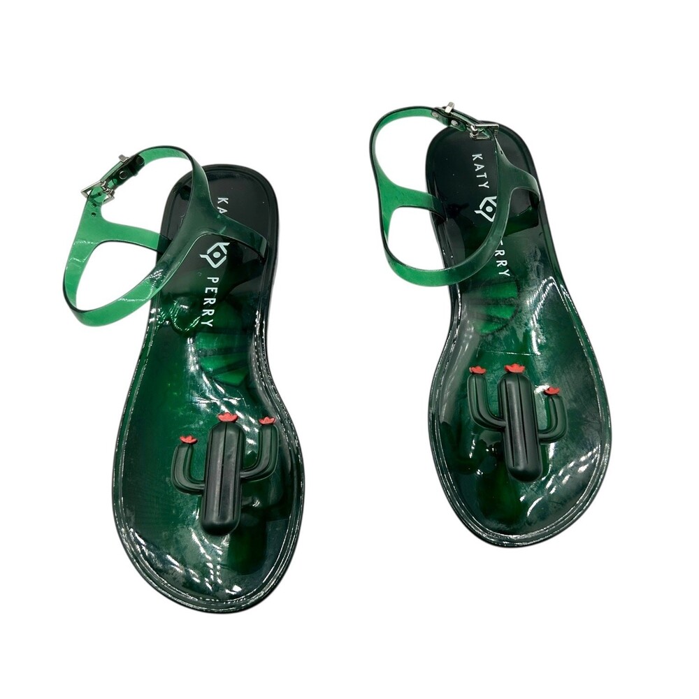 Katy Perry Women's Green The Geli Cactus Ankle Strap Flats Size 8 - Picture 2 of 9